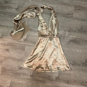 Golden Backless Cocktail Dress